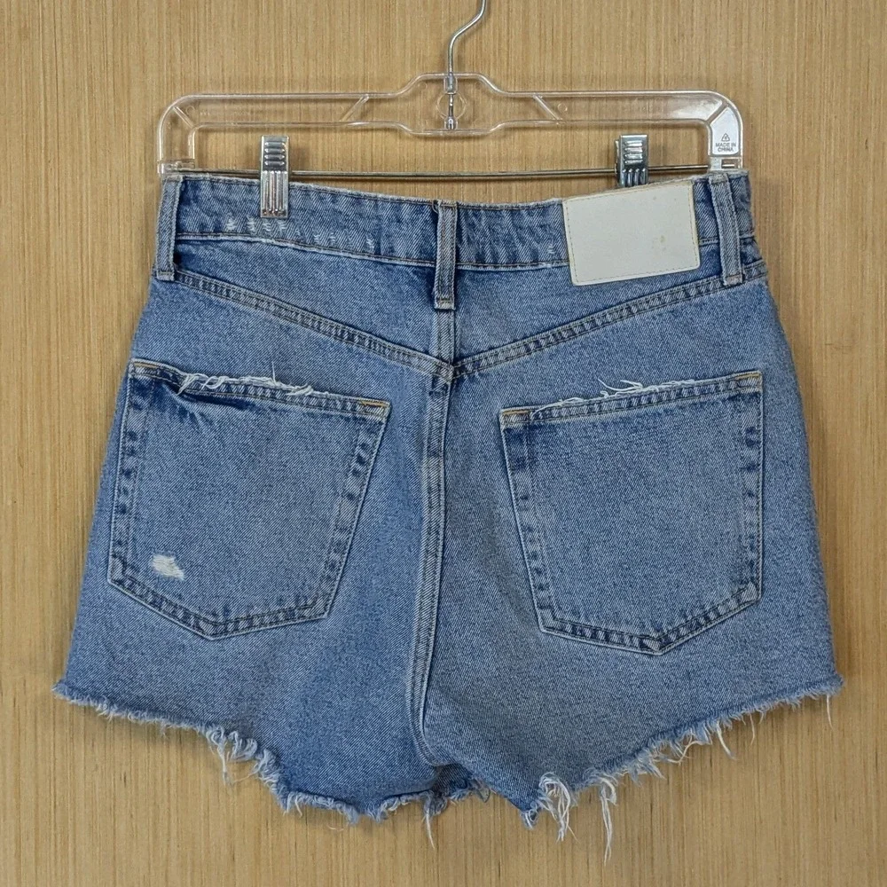 Zara Denim Shorts Womens 4 Ripped Cut Off Distressed Frayed Blue Festival Rocker